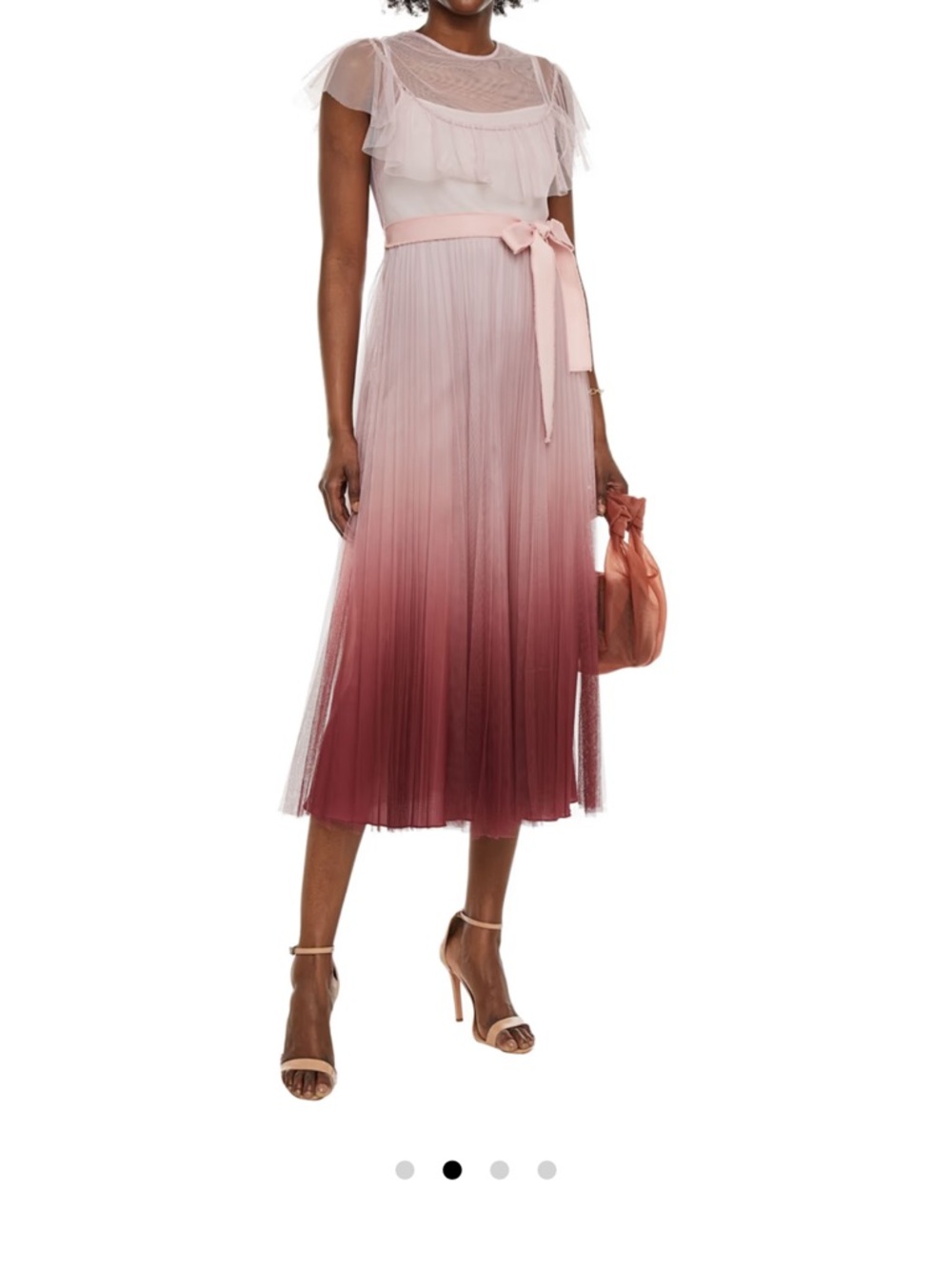 RED Valentino Blush-to-Burgundy Ombre Pleated Midi Skirt.  IT 40  small